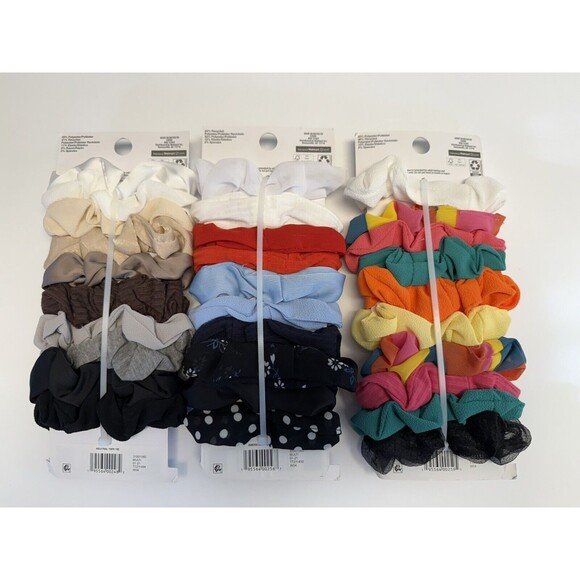 Time & Tru multi color pack Women's/Teen's Hair Scrunchies 3 packs of 10 NEW - Picture 2 of 6